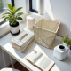 Set of Straw Trash Can & Tissue Box
